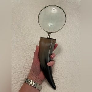 Large magnifying glass with horn handle